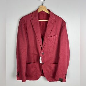 ALTEA Brand New!‎ Linen Blend Blazer Size Medium (EU50) Wine Red Summer Wedding